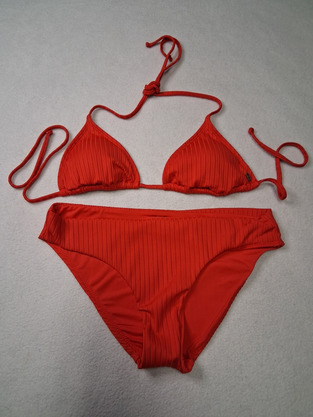 Rip Curl Red Ribbed Triangle Bikini Set